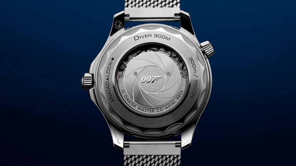 Omega Seamaster replica watch caseback and mesh bracelet UK